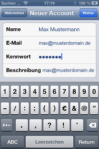 Postfach auf einem iPhone/iPad einrichten -Schritt 5